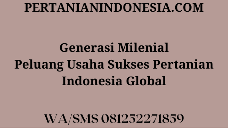 Generasi Milenial Peluang Usaha Sukses Pertanian Indonesia Global